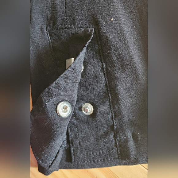 Dollface Black with Silver Trims Off-Shoulder Stretchy Top with Belt - Size M - Picture 5 of 6